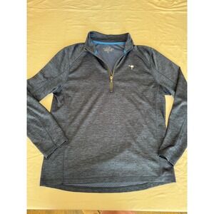 Vineyard Vines Performance Mens Medium Navy Heather 1/4 Zip Pullover Palm Tree